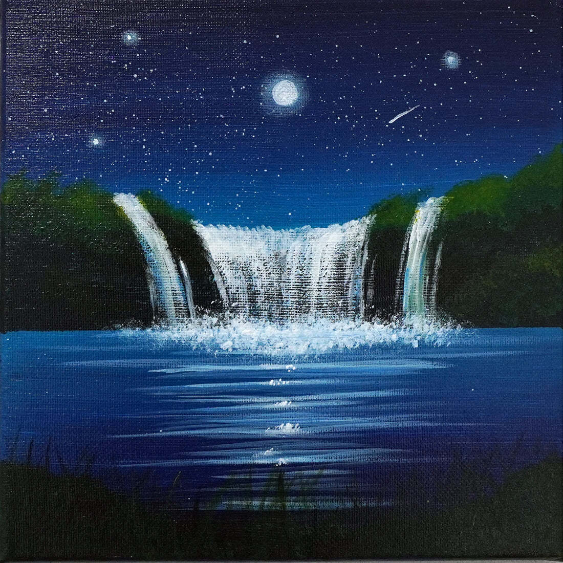 満月と滝の風景 | easobi Artshop