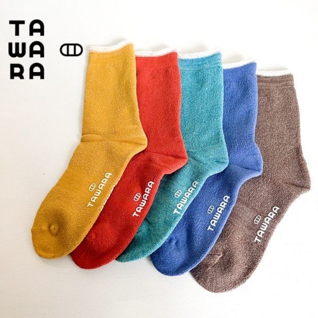 TAWARA 肌側綿100％ コットンパイル やわらかクルーソックス 1P T41041
