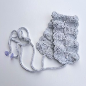 hand knit head band :sax （with pearl）