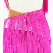 社交ダンス 衣装 ラテン ドレス ワンピース デモ 競技 ダンス パーティ 発表会 フリンジ ピンク系 フリンジデザイン アシンメトリー コスチューム ダンスウェア 発表会用 ドレスアップ ステージ衣装 エレガント 競技用衣装パーティードレス