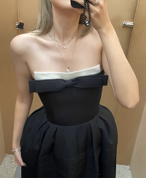 High waist and slim strapless dress【H00026】