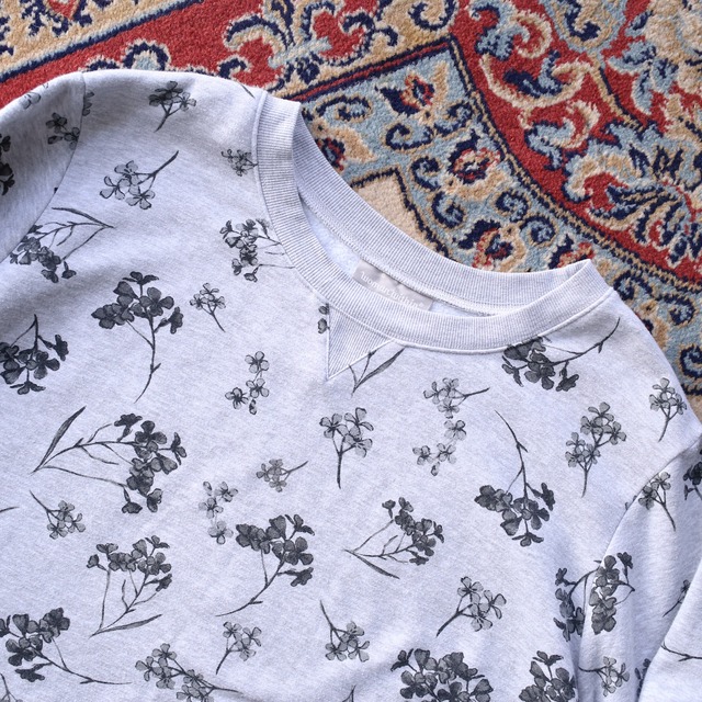 "墨絵" flower art pattern big silhouette sweat