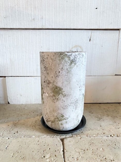 セメント鉢＆アイアン皿（ロング） ※ Φ約14.5cm×高さ約25cm 4号鉢