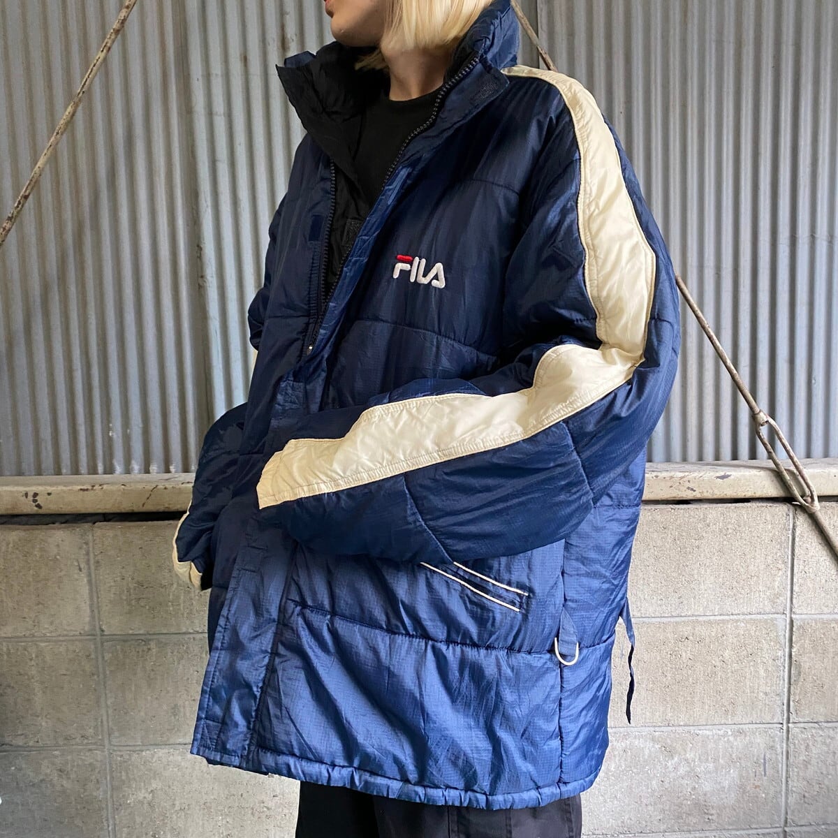 ビッグサイズ FILA フィラ リバーシブル 中綿 ナイロンジャケット 