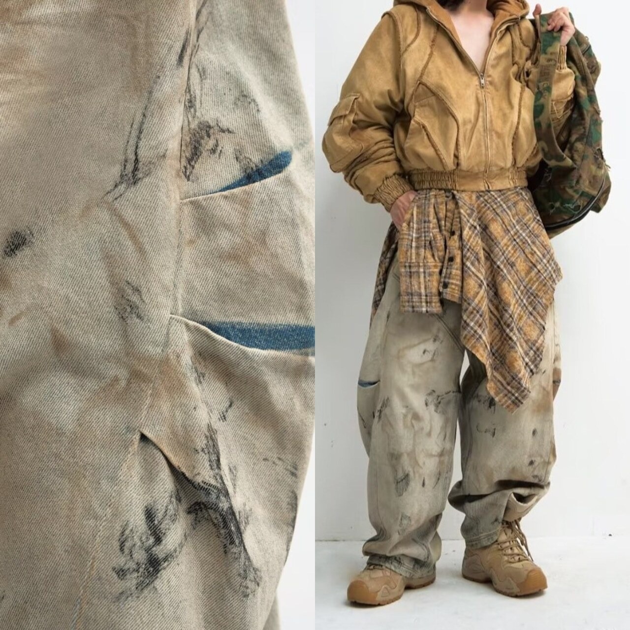 ビンテージウォッシュ加工パンツ S0129