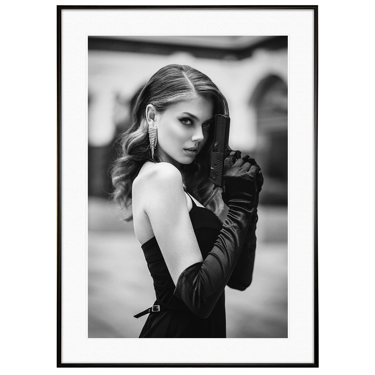 人物写真 覚悟を決める女性 インテリアモノクロアートフォトポスター額装 AS4644