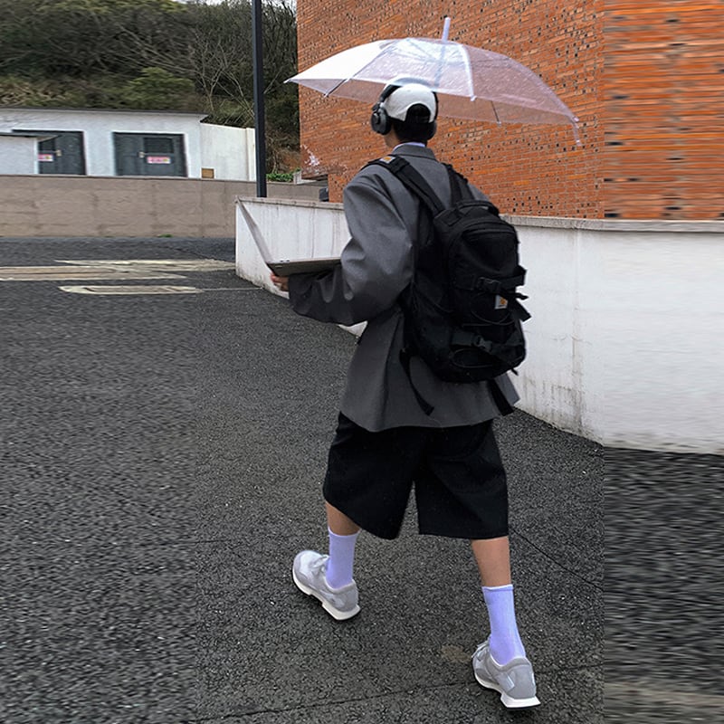Aurocean黒色の学院風スラックスハーフパンツ | mblueshop Aurocean黒色の学院風スラックスハーフパンツ | mblueshop