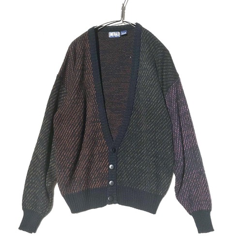 [EMERALD CLUB] Vintage Crazy Pattern Acrylic Cardigan [1980s-] Vintage Cardigan
