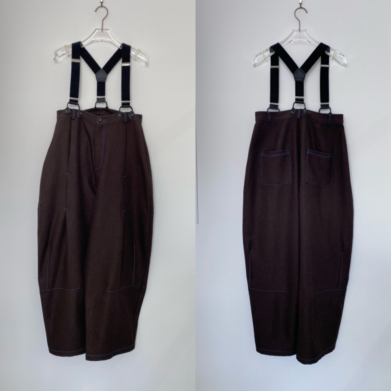【9月上旬発送】adjuster color stitch suspenders 【PT】/brown