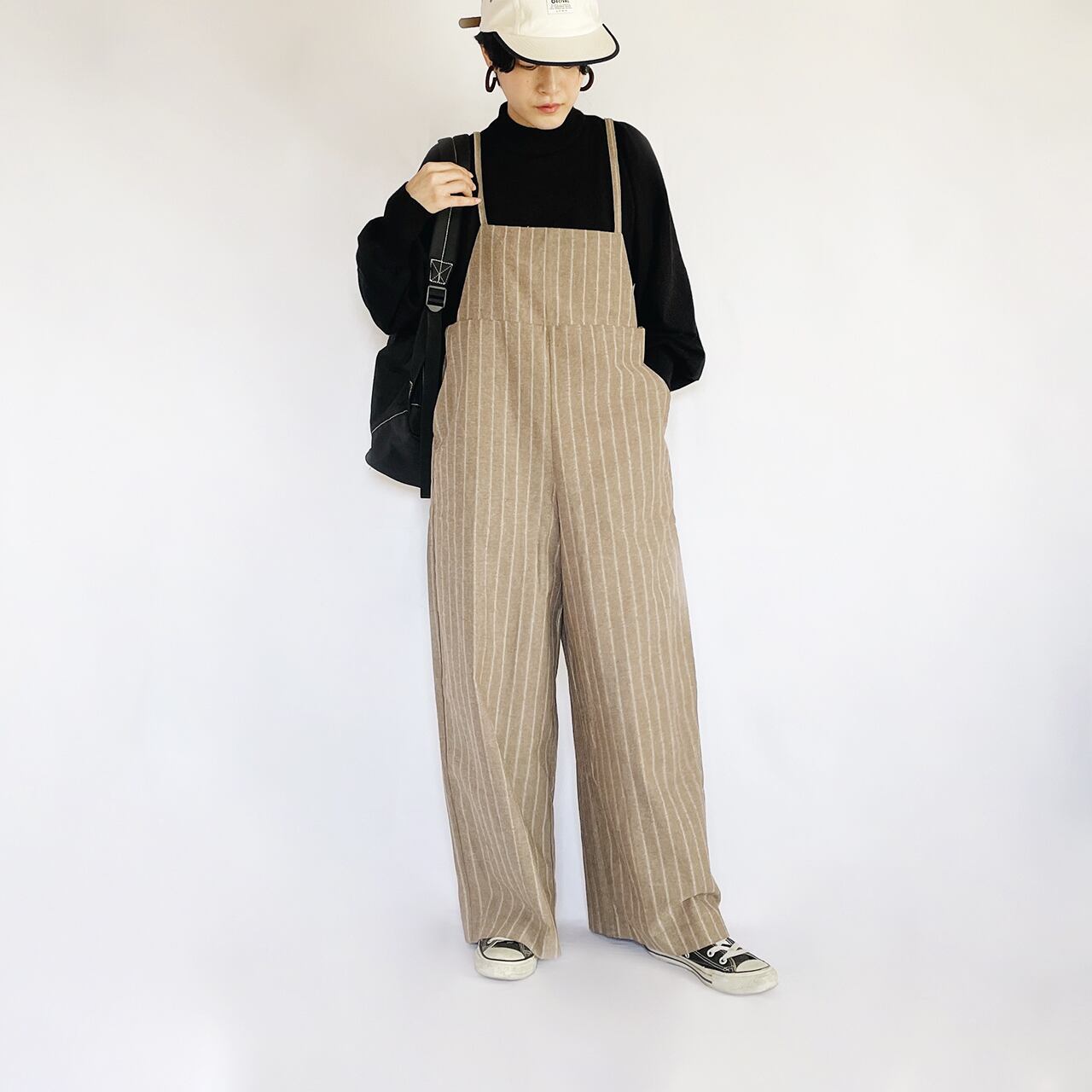 Stripe straight overalls