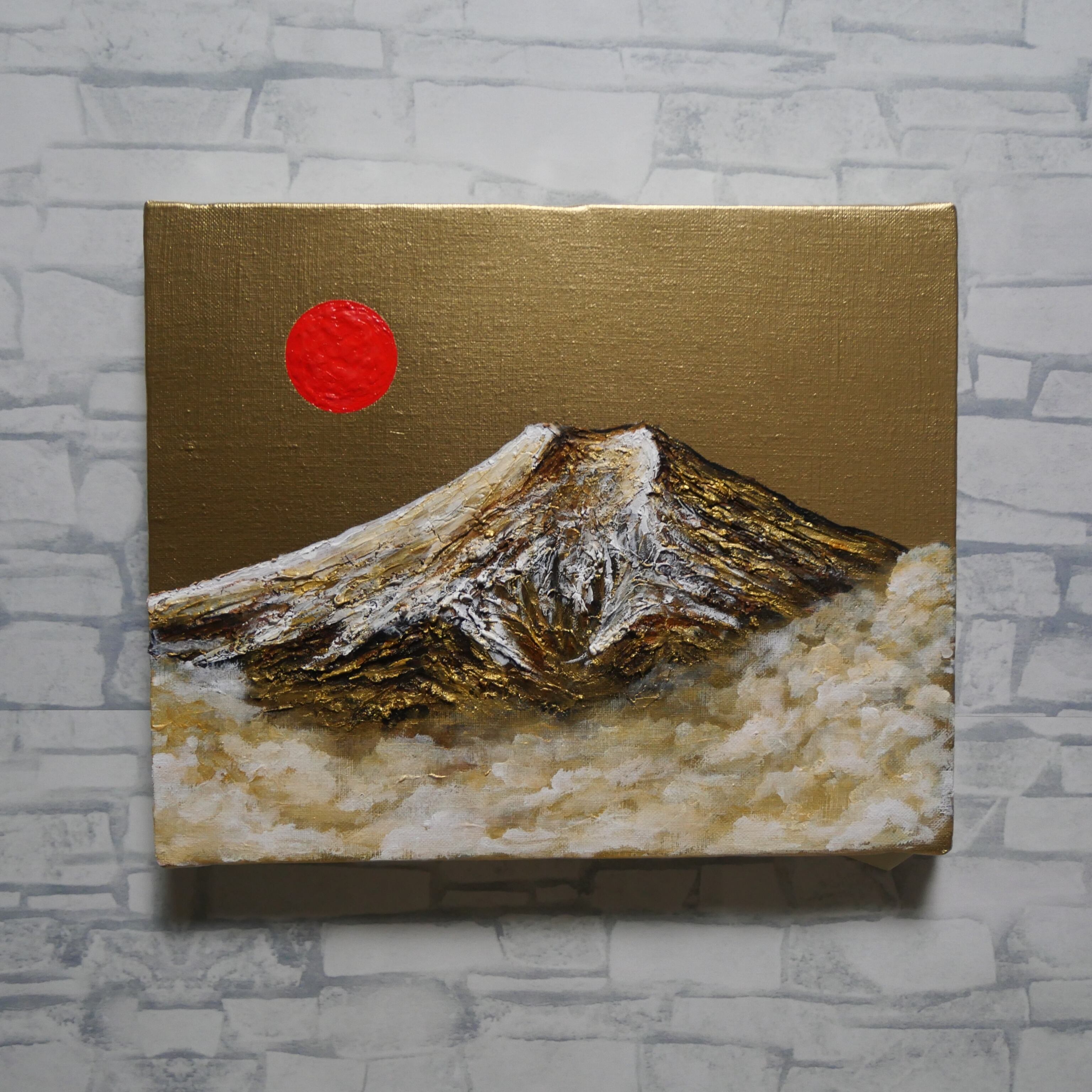 一点物 油彩画【旭日黄金富士】F3号 原画 富士山インテリア | HIROSHI1990
