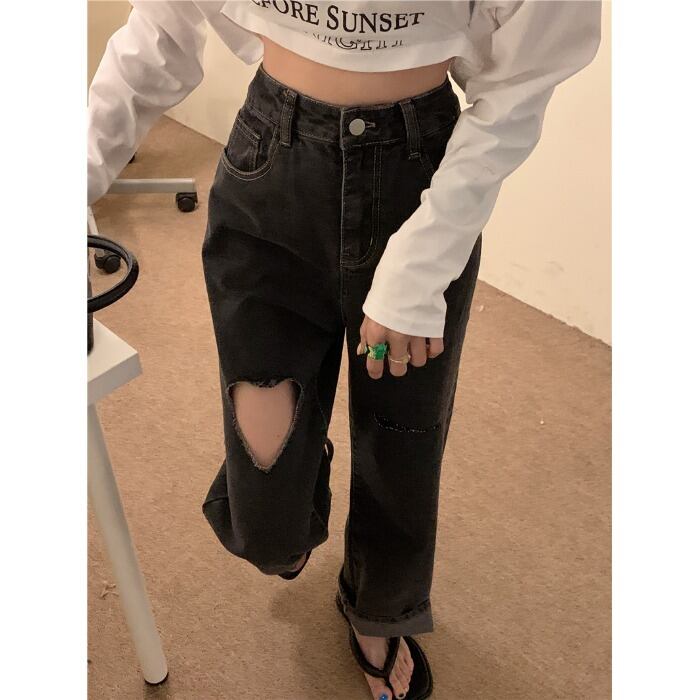 ジーンズ ルーズワイドレッグパンツ ハイウェストウェストスリムサマー 夏物 ワイドパンツ モンロー39302332314