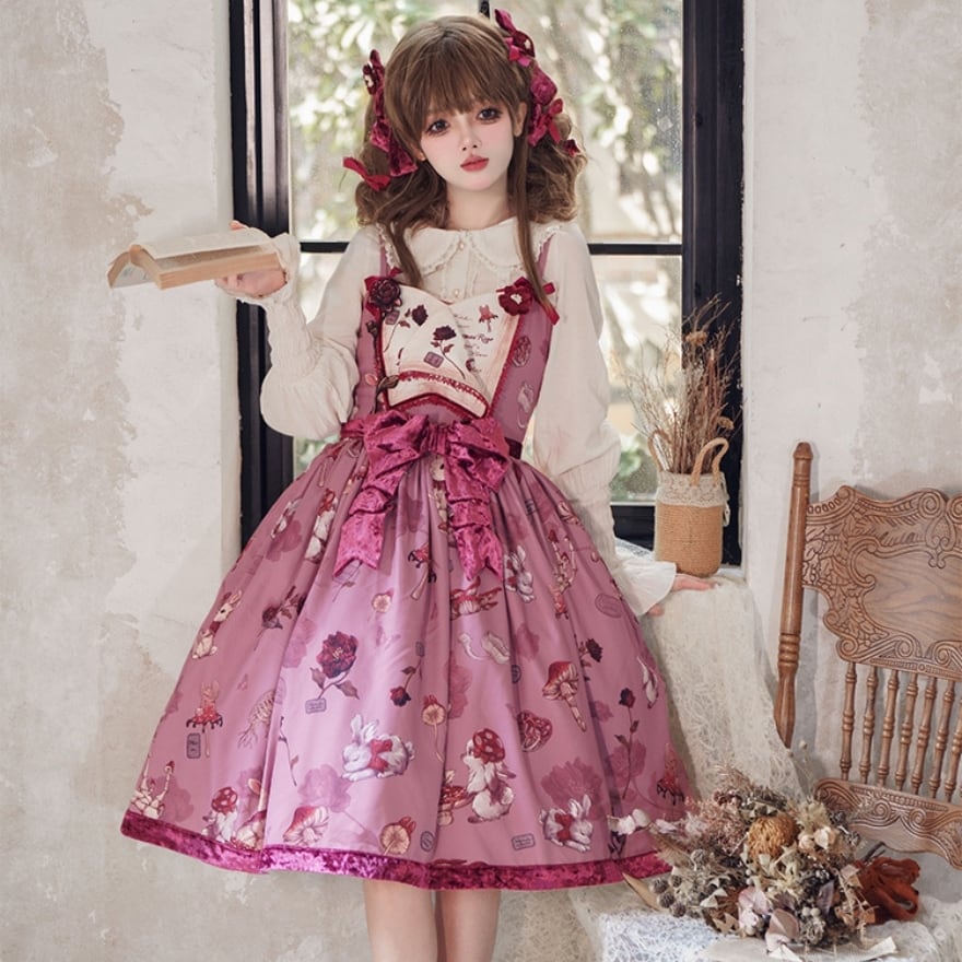 甘ロリ ワンピース メルヘンチィック うさぎプリント かわいい
