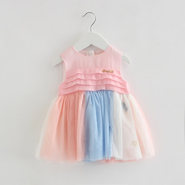 シャーベットカラーの月星ワンピース(ピンク)
