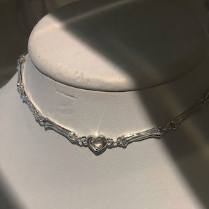 bone HEART necklace silver925 #LJ20017N