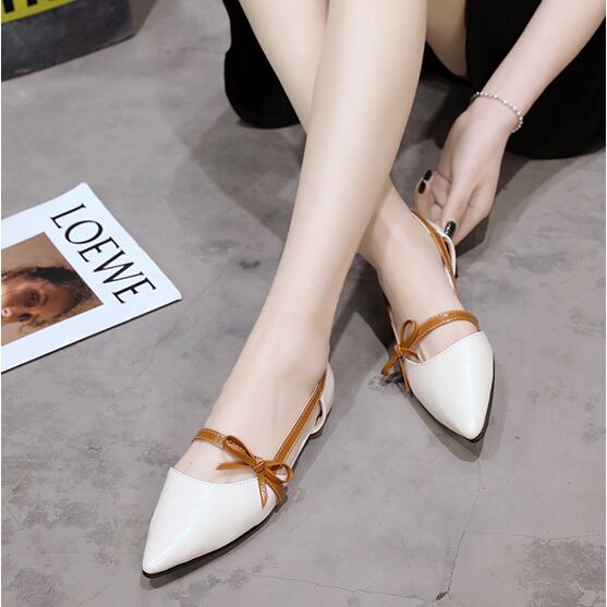 靴 パンプス フラット ローヒール セパレート ポインテッドトゥ ストラップ ホワイト ピンク リボン Puレザー 美脚 歩きやすい 履きやすい 大人 可愛い キレイめ 春秋 上品 お呼ばれ デイリー Sea Sign Post