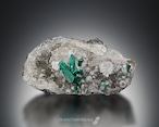 ダイオプテーズ / カルサイト / クォーツ【Dioptase with Calcite on Quartz】コンゴ共和国産