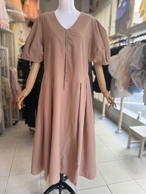 ¥11000前後2way♡cotton♡ふんわり袖ワンピース/ベージュ【クリックポスト】