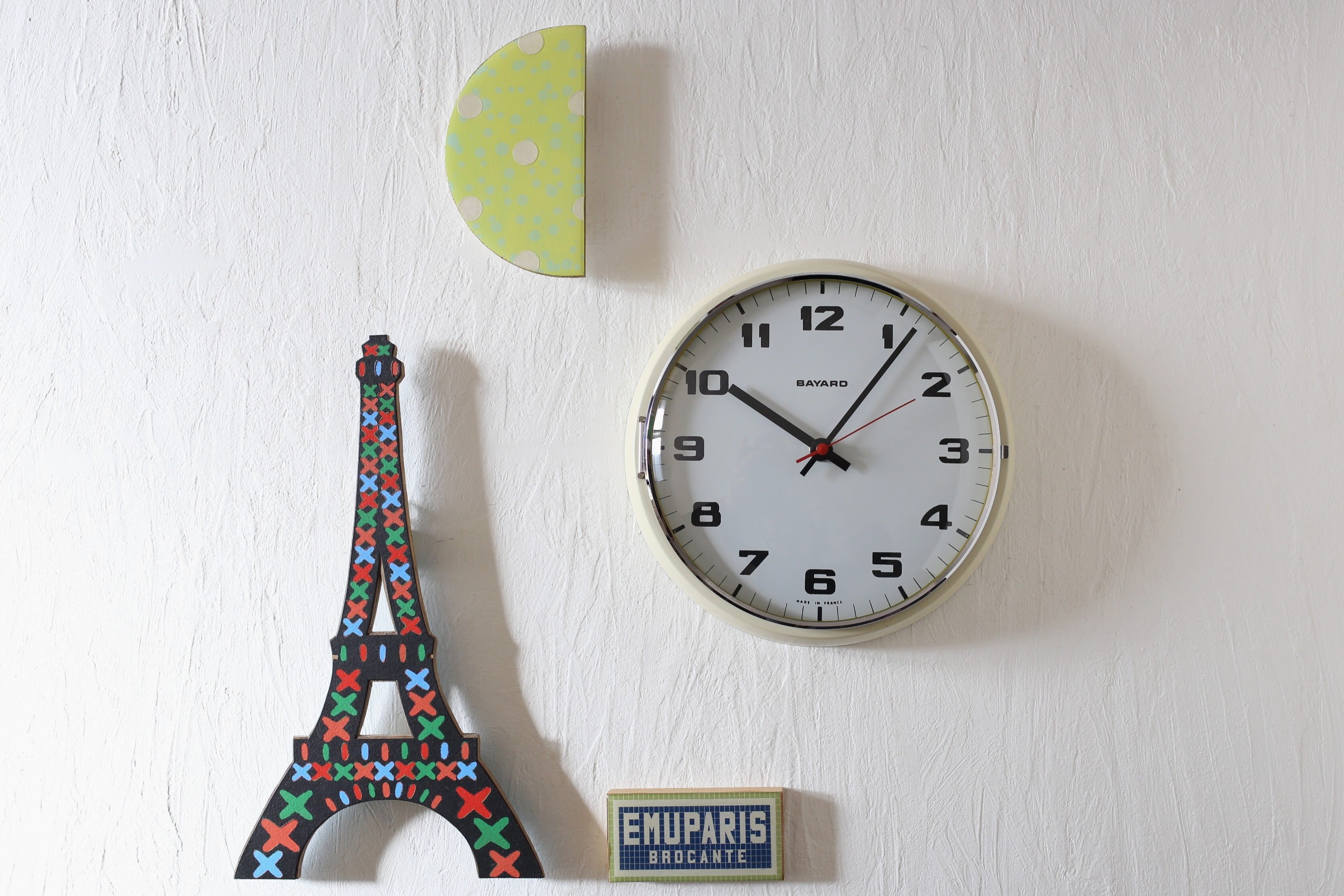 フランス アンティーク ヴィンテージ BAYARD スチール製 掛時計 単3