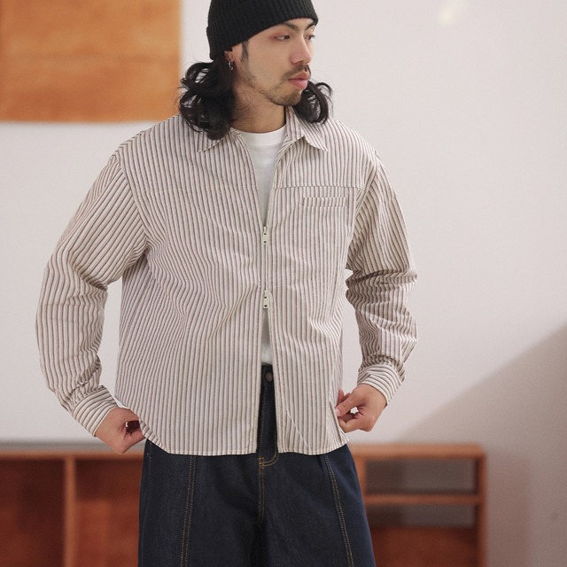 ヴィンテージ・ストライプZIPシャツ A2069