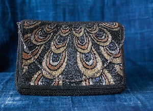 Vintage black beads clutch