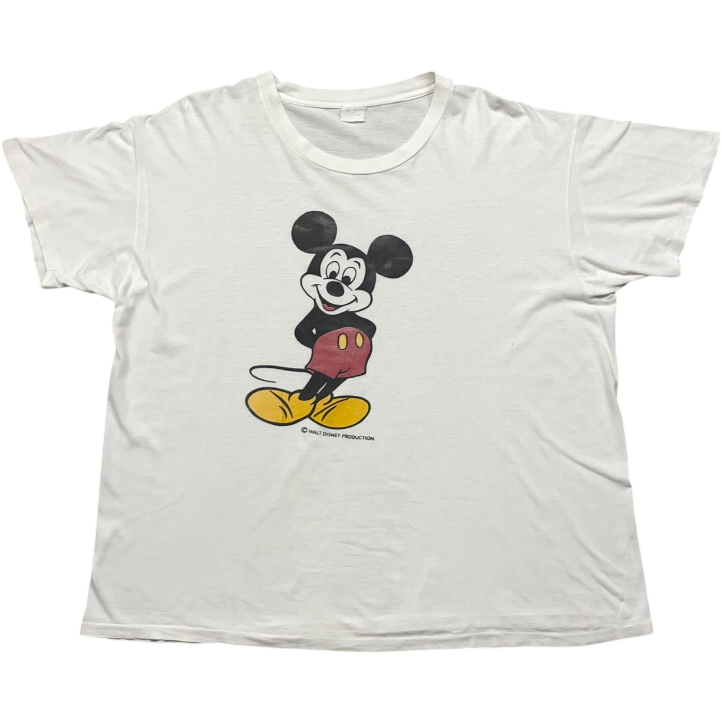 《L》 Disney ディズニー Tシャツ ミッキーマウス プリント シングルステッチ ホワイト 90年代 vintage no.7931