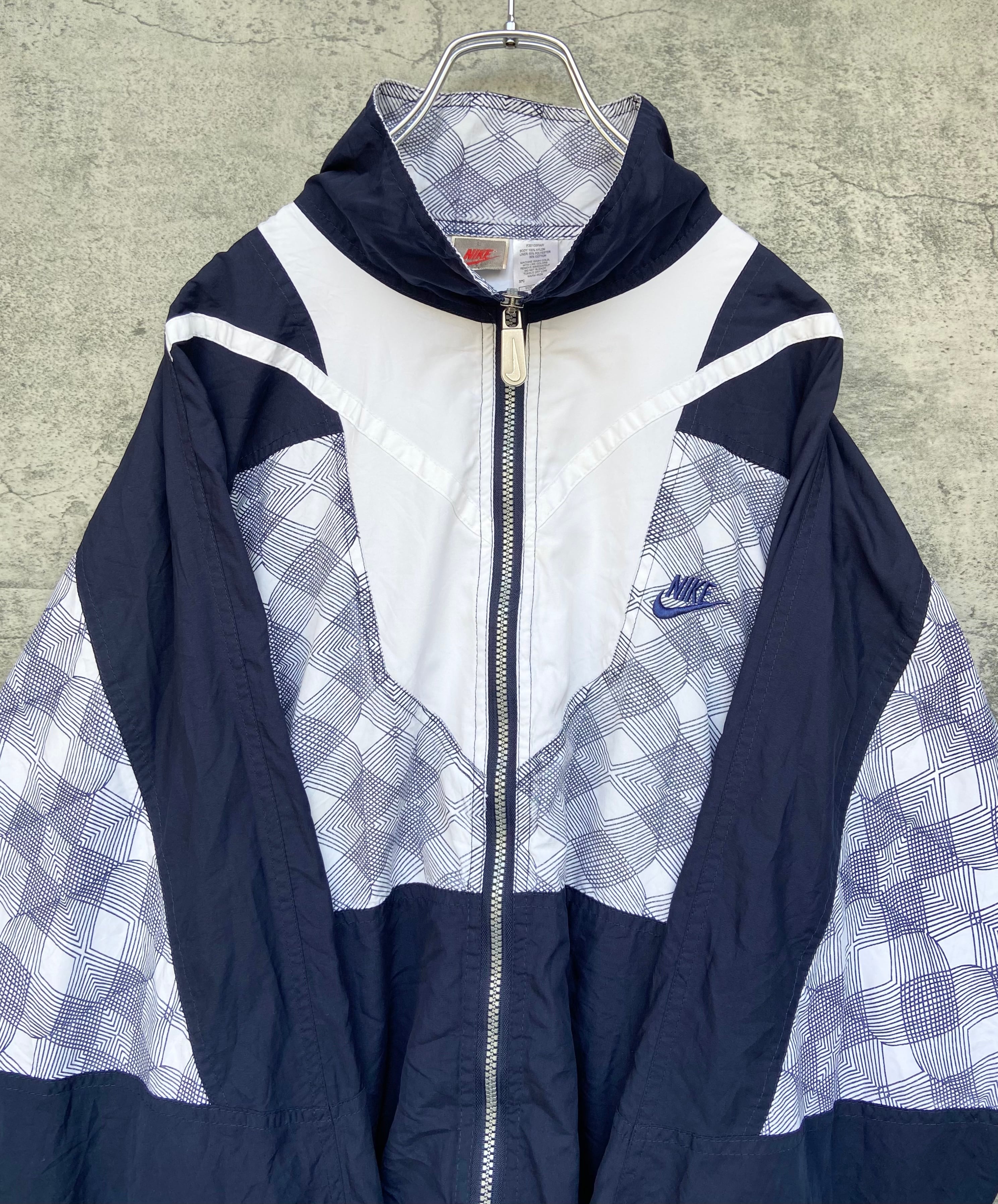 vintage 90s NIKE/ナイキ 刺繍 ナイロンジャケット 銀タグ オーバーサイズ