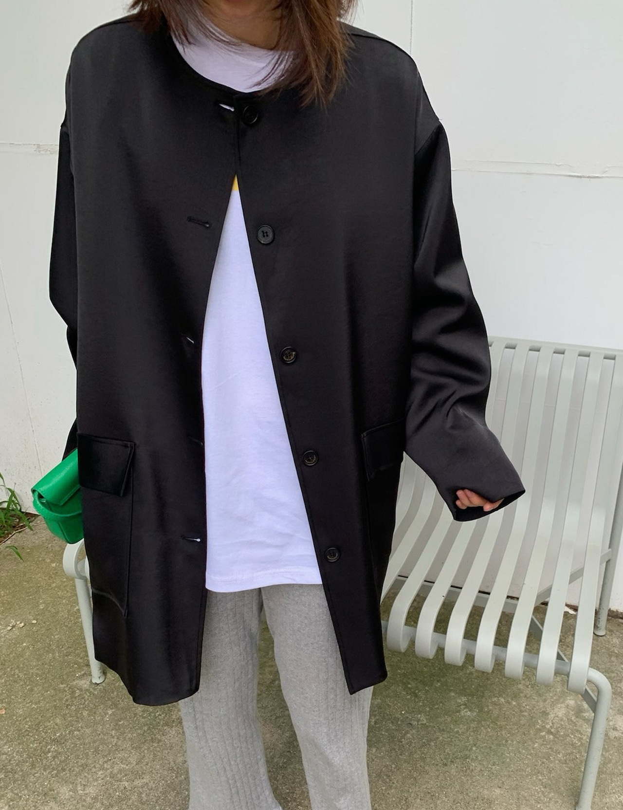 【新作5%OFF・3日間】Satin Single Jacket_2colors