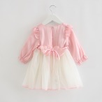 天使の羽の長袖チュールワンピース(ピンク）