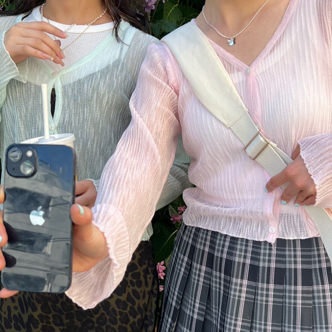 ショート丈ギャザーシアーカーディガン_LN02192