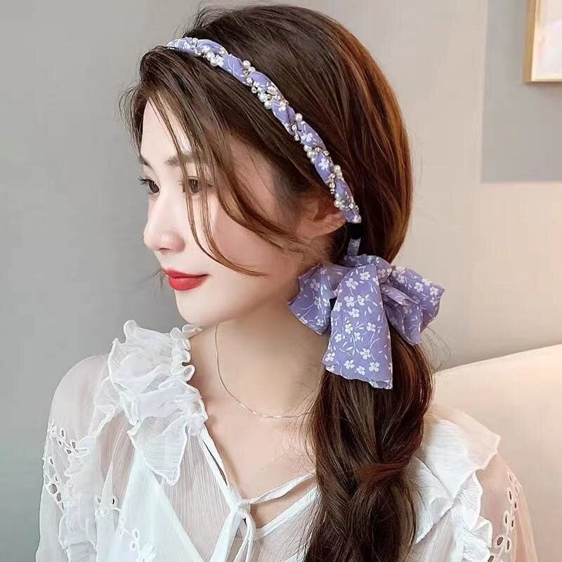 2022年 花柄リボンカチューシャ パールヘアバンド カチューシャ 2022年 花柄リボンカチューシャ パールヘアバンド カチューシャ