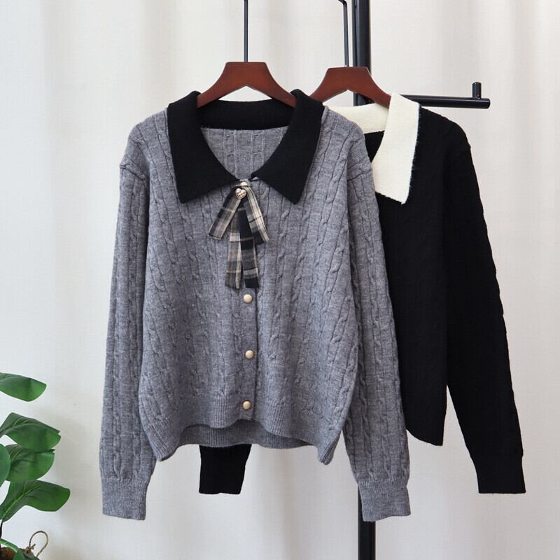 【tops】折り襟ニットセーター M28584