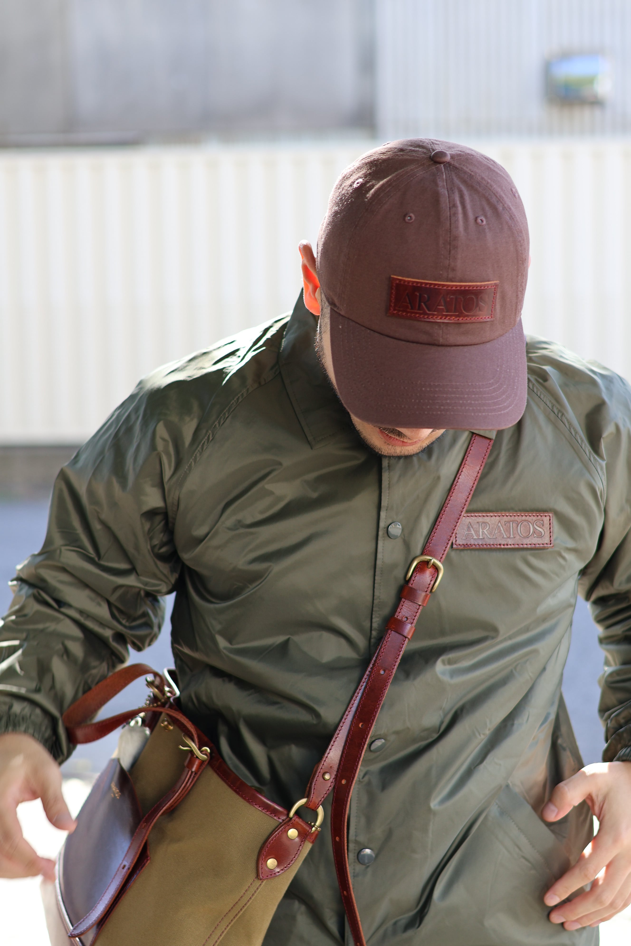 Aratos Leather Patched Low Cap "Brown"