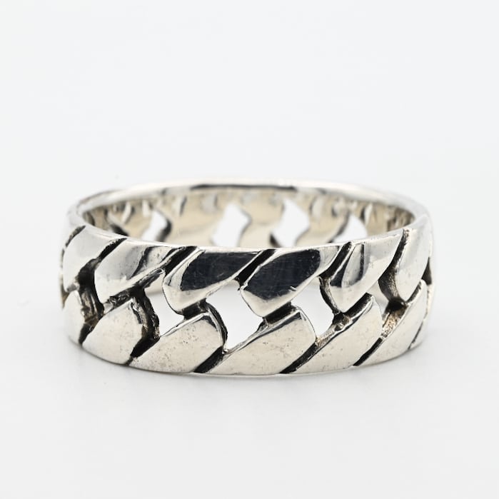 Fancy Chain Design Wide Band Ring #27.5 / Denmark