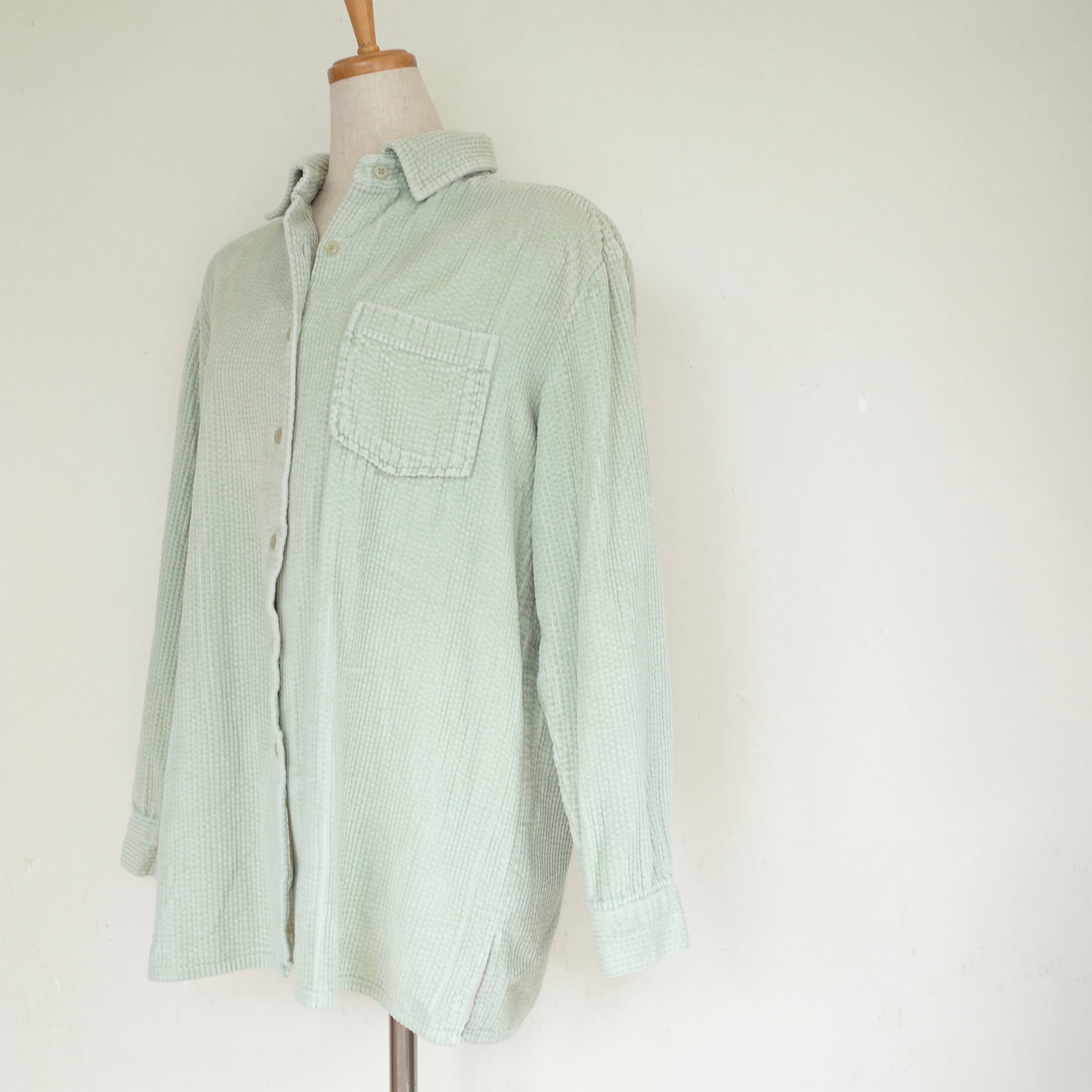 Corduroy big shirt "mint green"