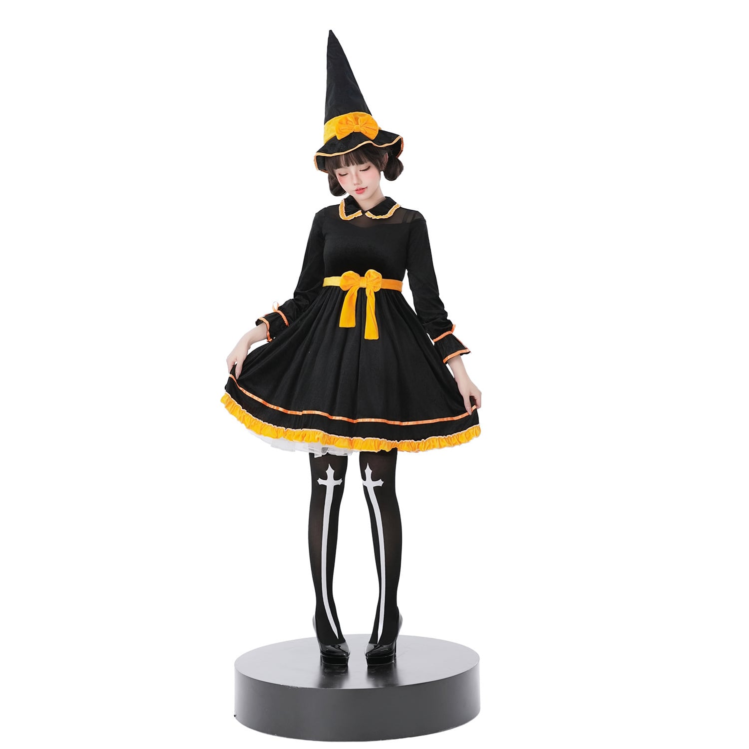 【3点セット】 かわいい コスプレ ハロウィン ウィッチ 仮装 パンプキンモチーフ 制服パーティー JC2-XJJ232