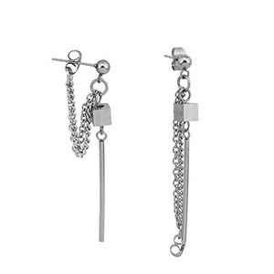 【人気】Liberty-M メンズ レディース チェーンピアス 両耳用 2つ入り ■ 揺れる チェーンスティック