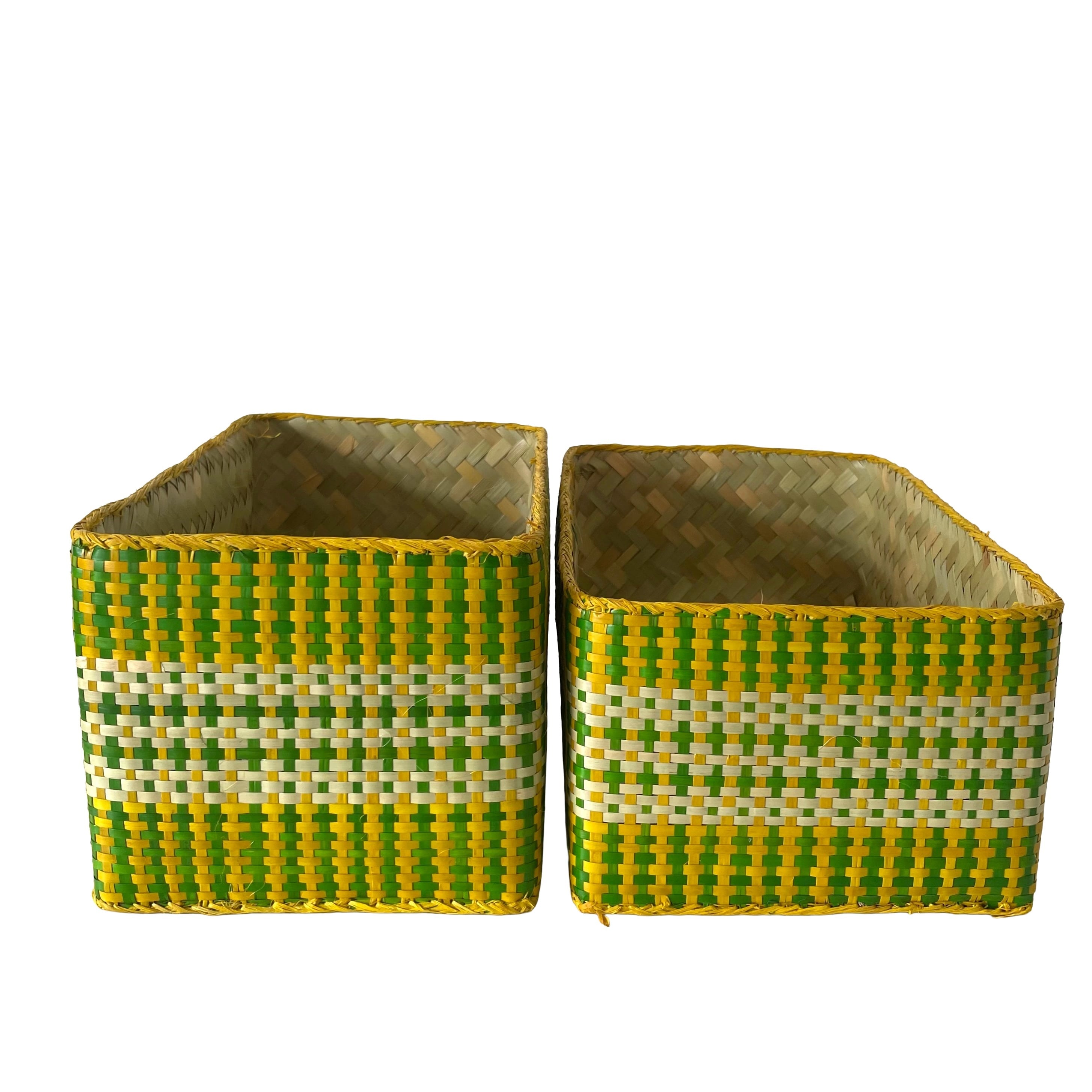 Rectangular colourful basket M w27cm×16cm×h14cm四角カラフル蓋付き