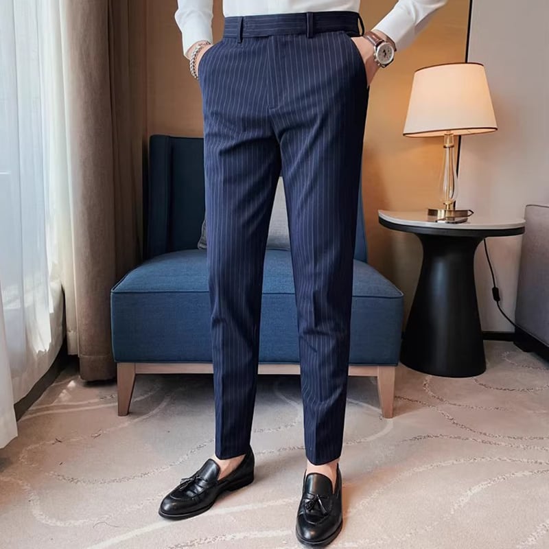 ストライプ クロップド テーパード スラックス 3color PA0413