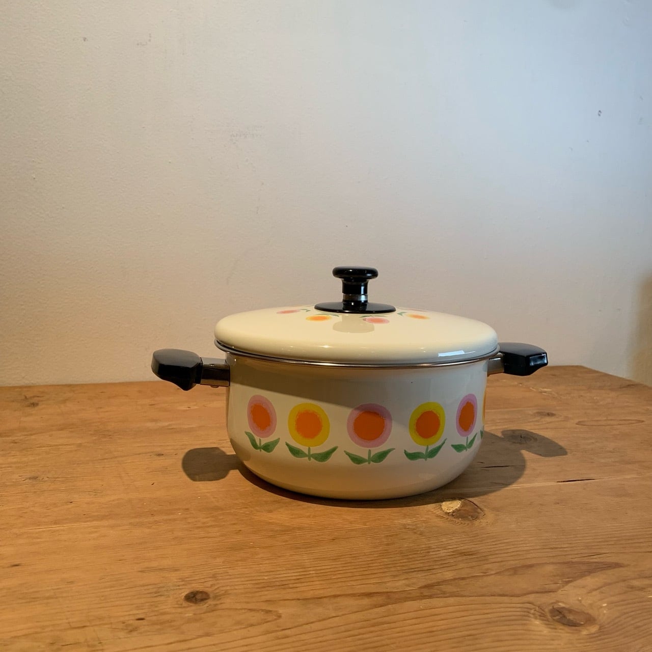 ユニホーローウェア 花柄が可愛い 北欧風プリント ホーロー両手鍋