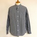 One Wash Band Collar L/S Tapered Shirts　Black Gingham Broad