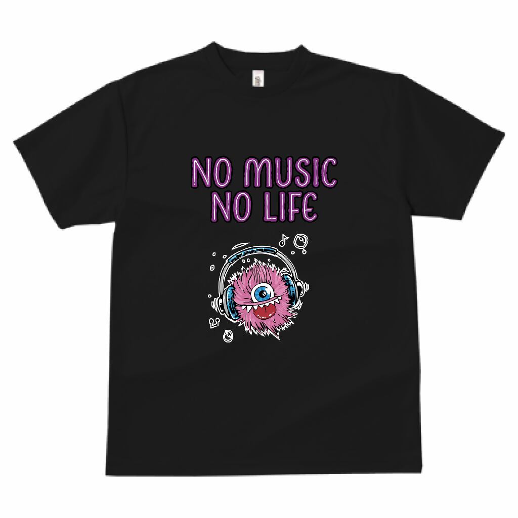 NO MUSIC NO LIFC 表＋裏 Tシャツ ブラック | 長崎県産観光スポット