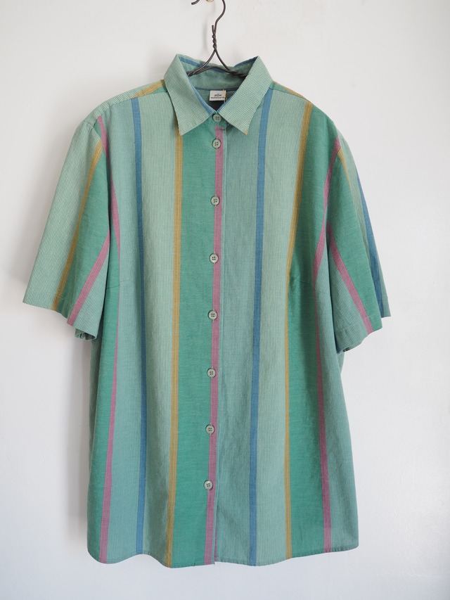 1990’s EURO Pastel Stripe Short Sleeve Shirt／46
