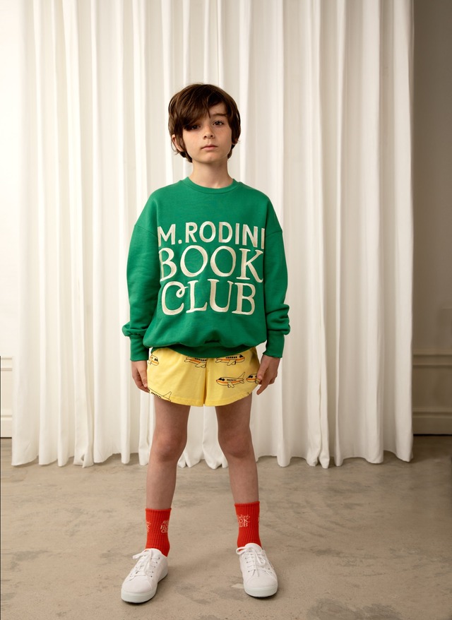 【23SS】minirodini(ミニロディーニ) Book club emb sweatshirt　green　スウェット　本