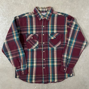 1980s FIVE BROTHER Flannel Shirt L Made in USA