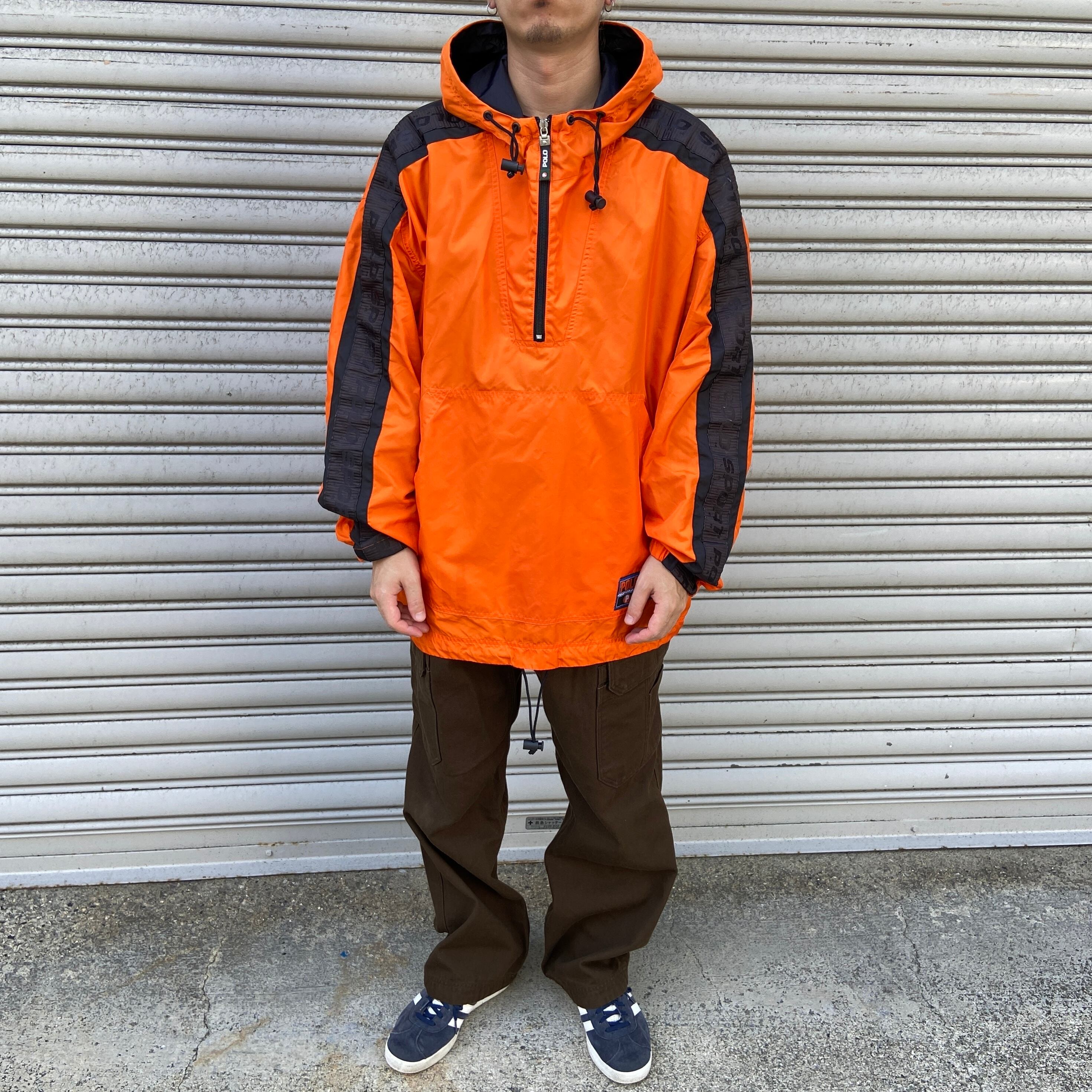 90s POLOSPORT ポロスポーツ ナイロンアノラック オレンジ XL 