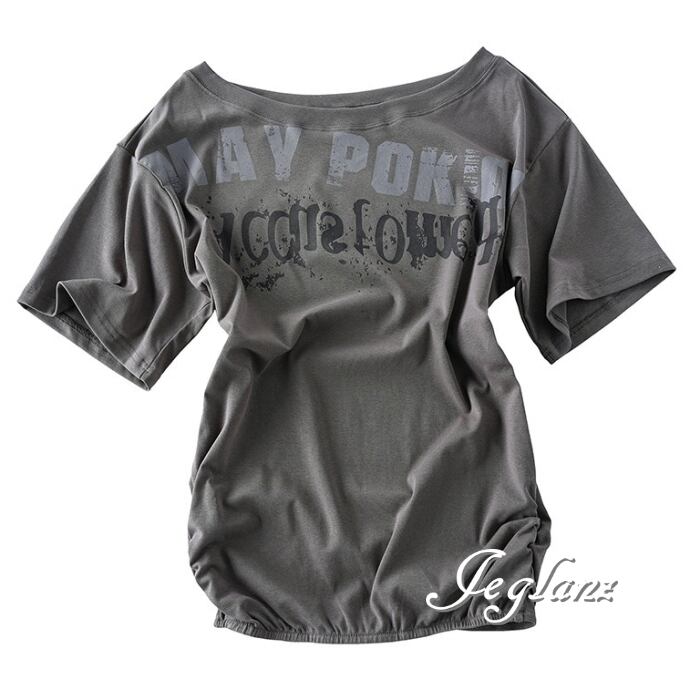2色 フェード 英字 ロゴ 半袖 Tシャツ ワンショル ユニセックス (MC667)ρ