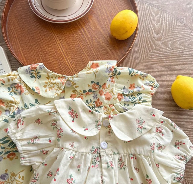 花のモチーフワンピース&パンツ