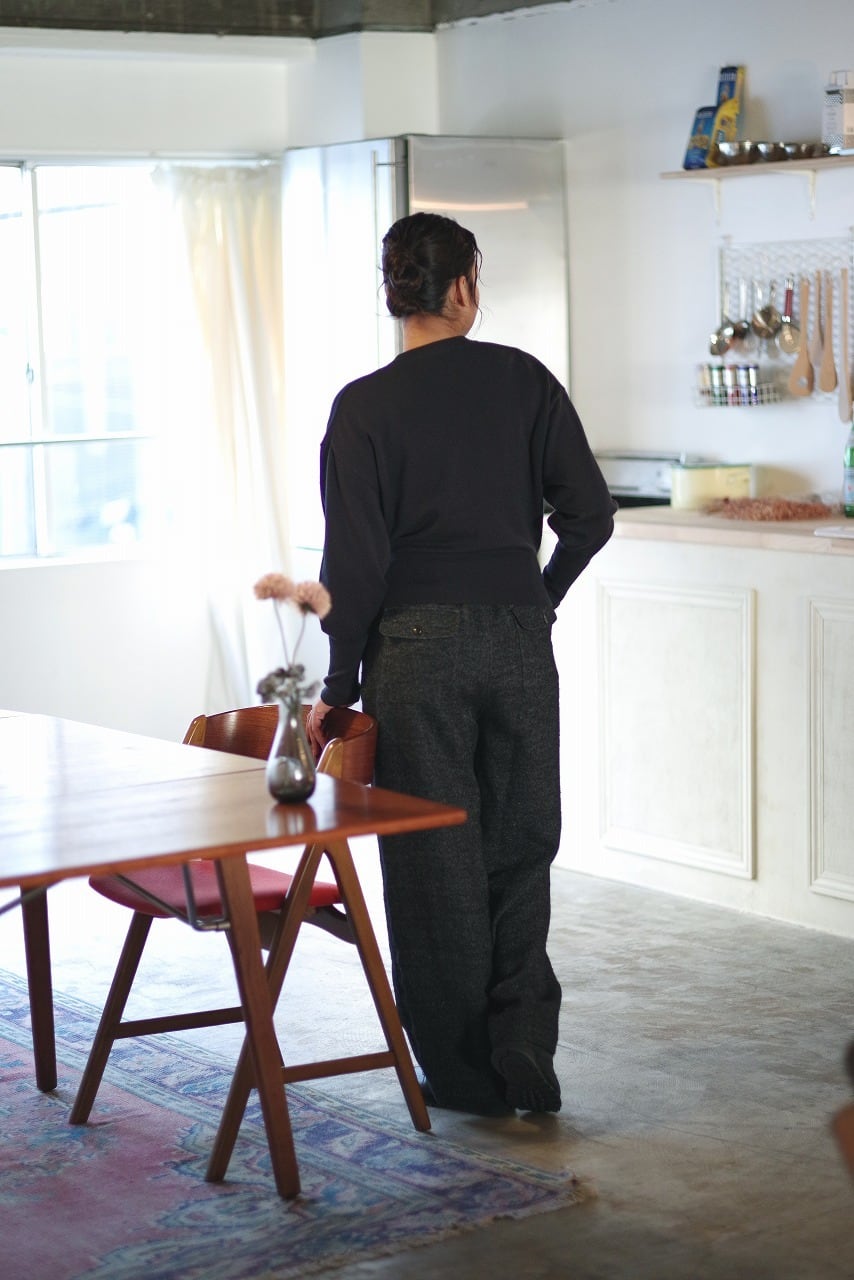 Wool Linen Tweed Wide Pants