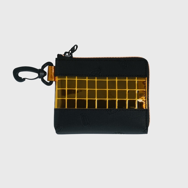 vibram Lzip wallet (black×orange) with orange glowing zip